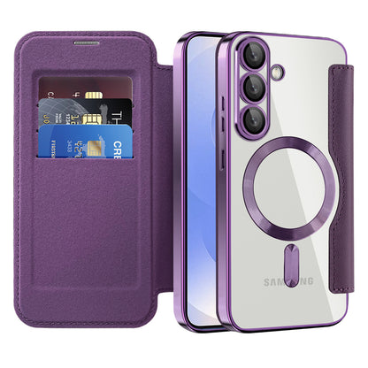 Custodia MagSafe per Samsung Galaxy S25+ S936, Techsuit, SmartMag Book, Viola