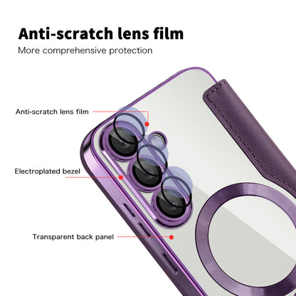 Custodia MagSafe per Samsung Galaxy S25+ S936, Techsuit, SmartMag Book, Viola
