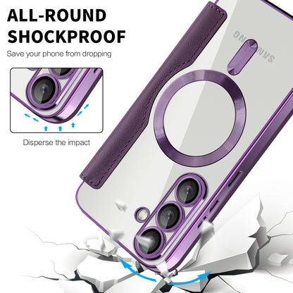 Custodia MagSafe per Samsung Galaxy S25+ S936, Techsuit, SmartMag Book, Viola