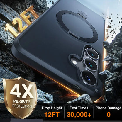 Custodia MagSafe per Samsung Galaxy S25+ S936, Torras, Ostand, Nera