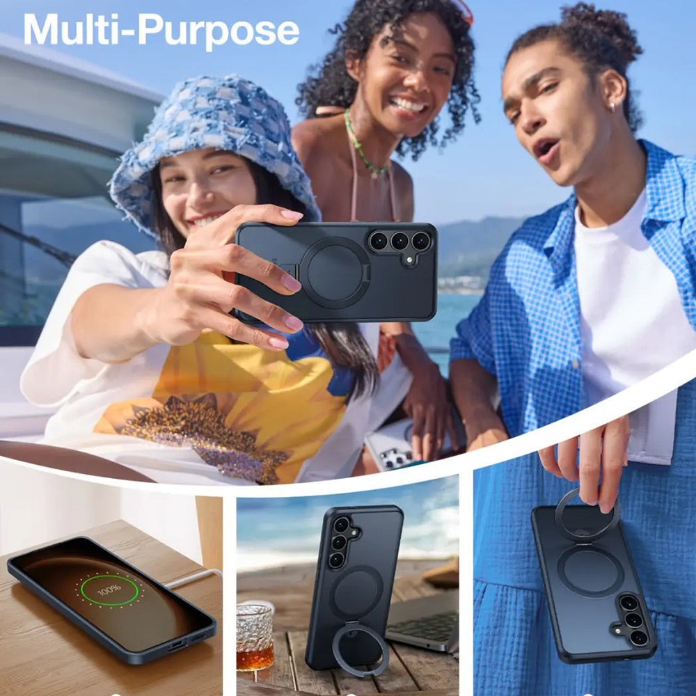 Custodia MagSafe per Samsung Galaxy S25+ S936, Torras, Ostand, Nera