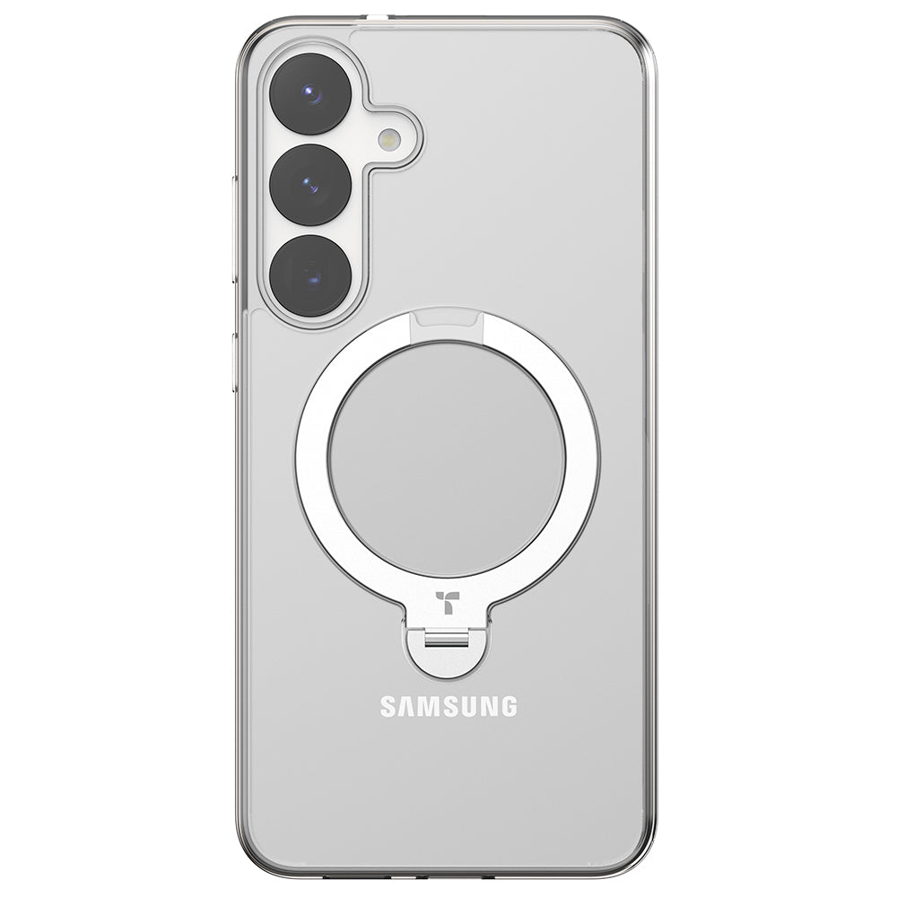 Custodia MagSafe per Samsung Galaxy S25+ S936, Torras, Ostand Spin, Trasparente