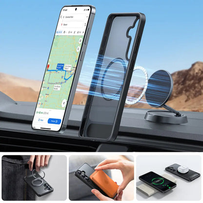 Custodia MagSafe per Samsung Galaxy S25+ S936, Torras, Pstand, Nera