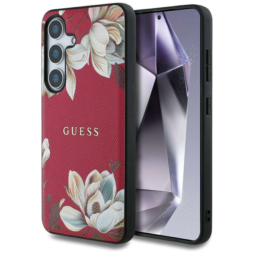 Custodia MagSafe per Samsung Galaxy S25 S931, Guess, Grained Flowers, Fucsia