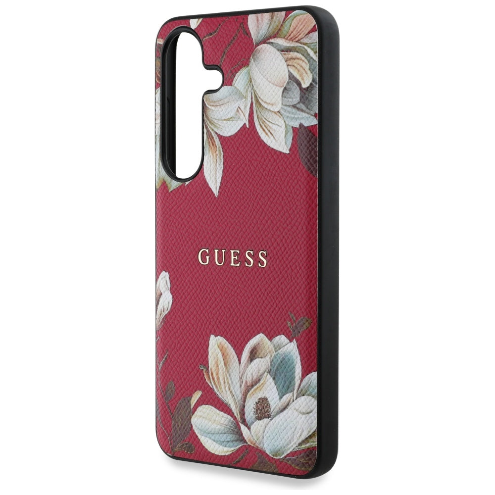 Custodia MagSafe per Samsung Galaxy S25 S931, Guess, Grained Flowers, Fucsia