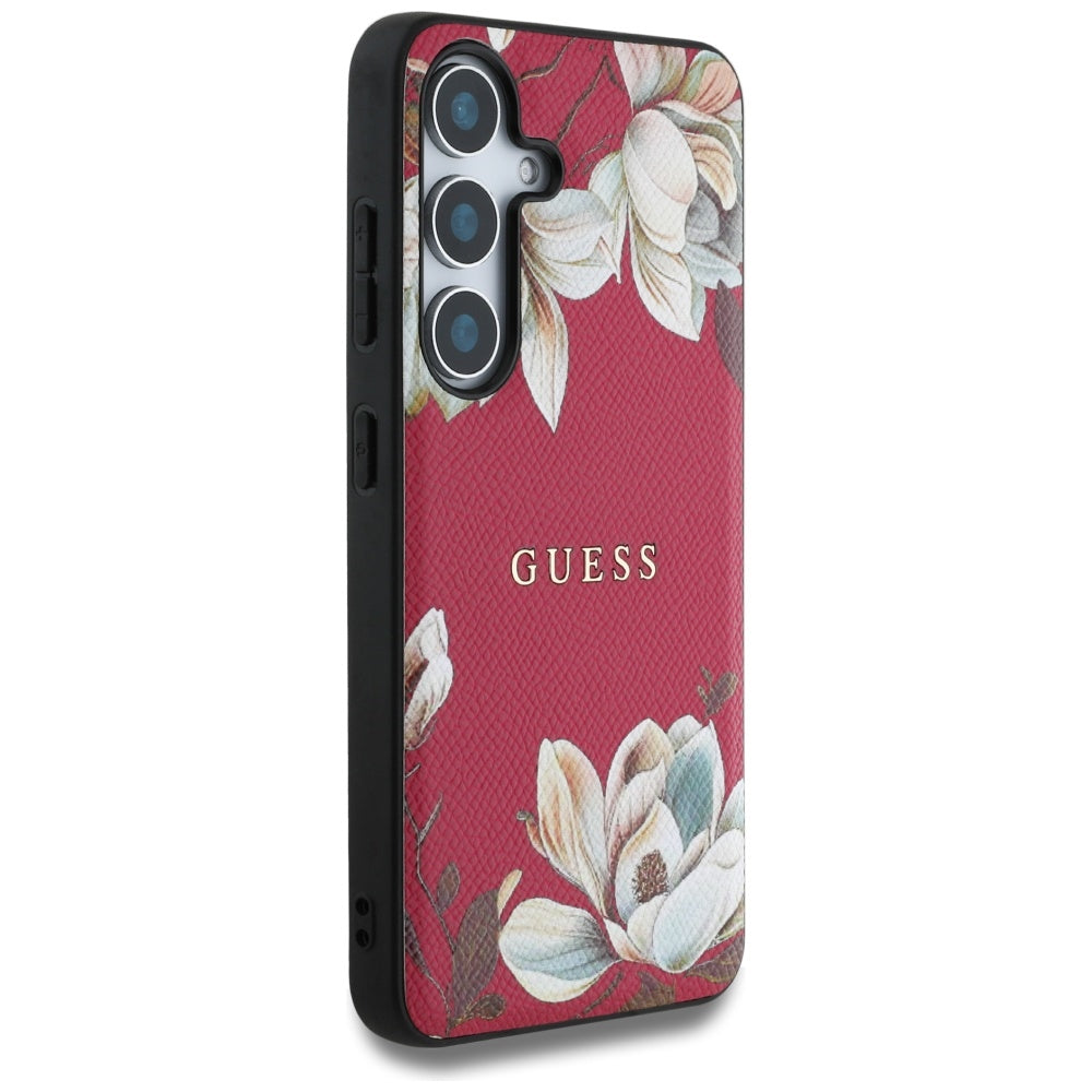 Custodia MagSafe per Samsung Galaxy S25 S931, Guess, Grained Flowers, Fucsia