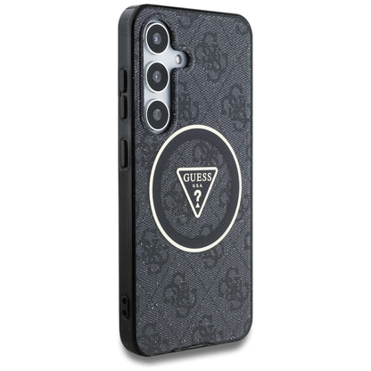 Custodia MagSafe per Samsung Galaxy S25 S931, Guess, IML Glitter 4G Circle Triangle, Nera