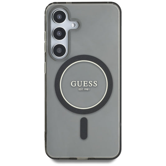 Custodia MagSafe per Samsung Galaxy S25 S931, Guess, IML Glitter Circle, Nera