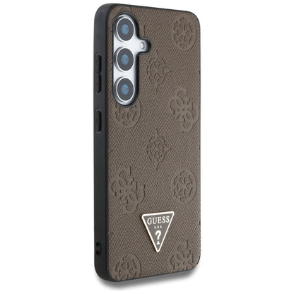 MagSafe Case for Samsung Galaxy S25 S931, Guess, Peony Grained Hot Stamp Triangle, Brown
