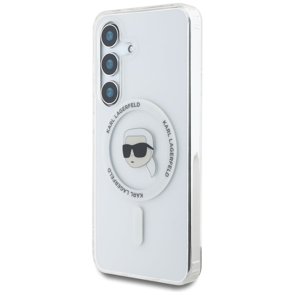 Custodia MagSafe per Samsung Galaxy S25 S931, Karl Lagerfeld, IML Karl's Head, Bianca