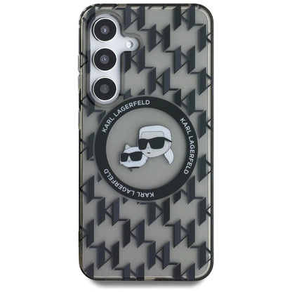 Custodia MagSafe per Samsung Galaxy S25 S931, Karl Lagerfeld, IML Monogram Karl & Choupette's Heads, Nera