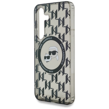 Custodia MagSafe per Samsung Galaxy S25 S931, Karl Lagerfeld, IML Monogram Karl & Choupette's Heads, Nera