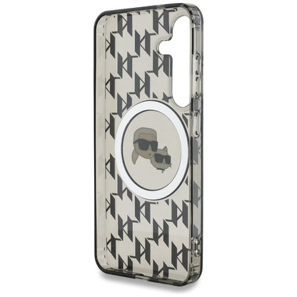 Custodia MagSafe per Samsung Galaxy S25 S931, Karl Lagerfeld, IML Monogram Karl & Choupette's Heads, Nera