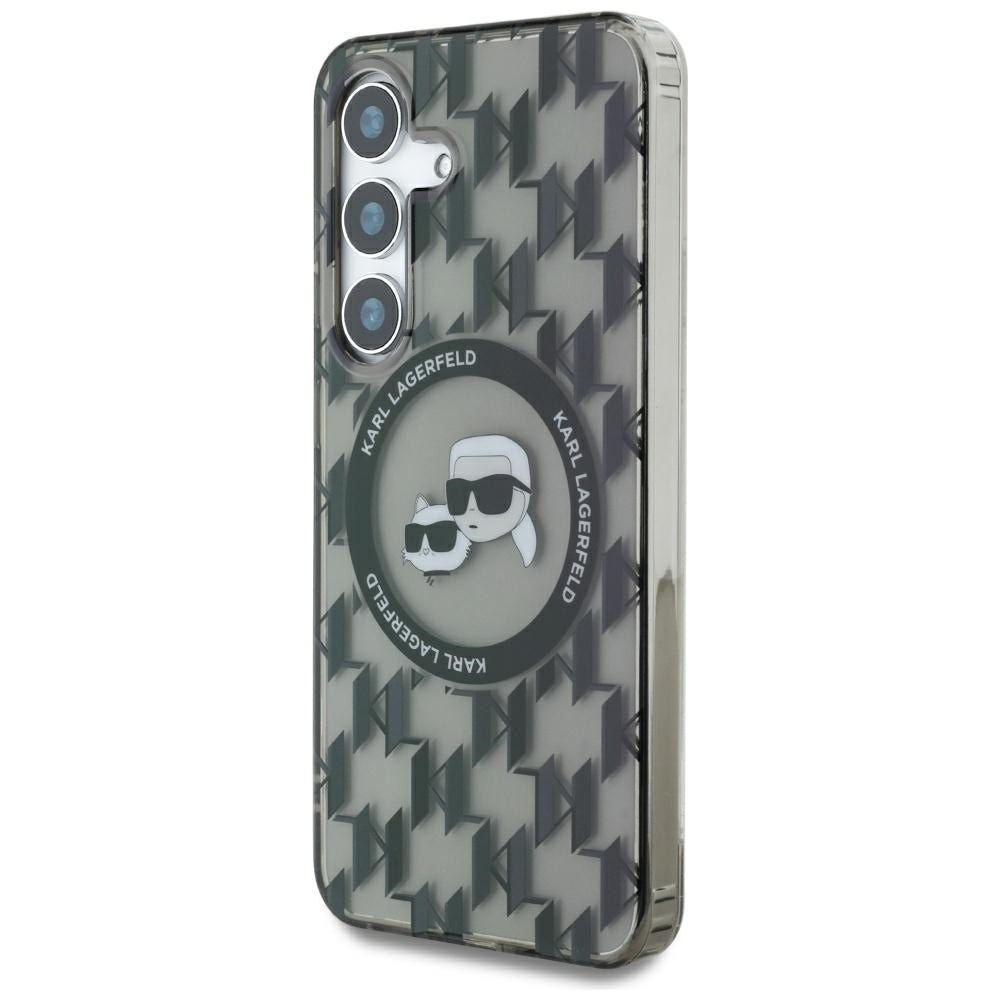 Custodia MagSafe per Samsung Galaxy S25 S931, Karl Lagerfeld, IML Monogram Karl & Choupette's Heads, Nera