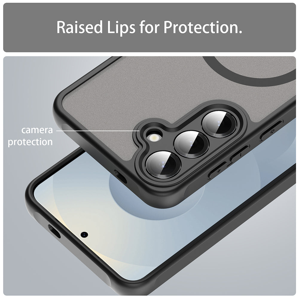 Custodia MagSafe per Samsung Galaxy S25 S931 / S24 S921, Techsuit, HaloFrost II (Big Lens Hole), Nera