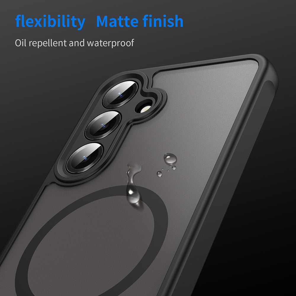 Custodia MagSafe per Samsung Galaxy S25 S931 / S24 S921, Techsuit, HaloFrost II (Big Lens Hole), Nera