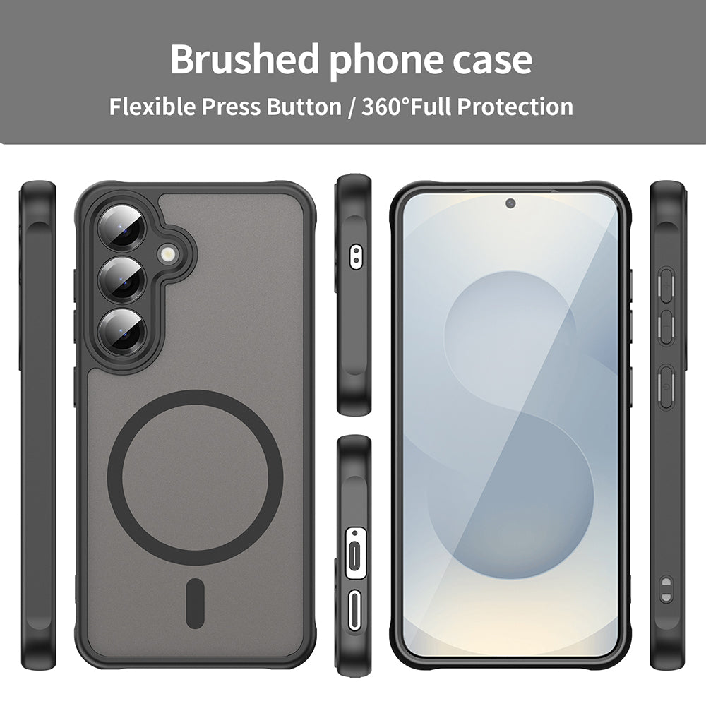 Custodia MagSafe per Samsung Galaxy S25 S931 / S24 S921, Techsuit, HaloFrost II (Big Lens Hole), Nera