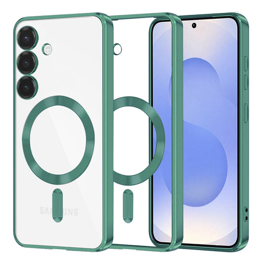 Custodia MagSafe per Samsung Galaxy S25 S931, Techsuit, Luxury Crystal, Verde Chiaro