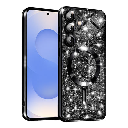 Custodia MagSafe per Samsung Galaxy S25 S931, Techsuit, Luxury Glitter, Nera
