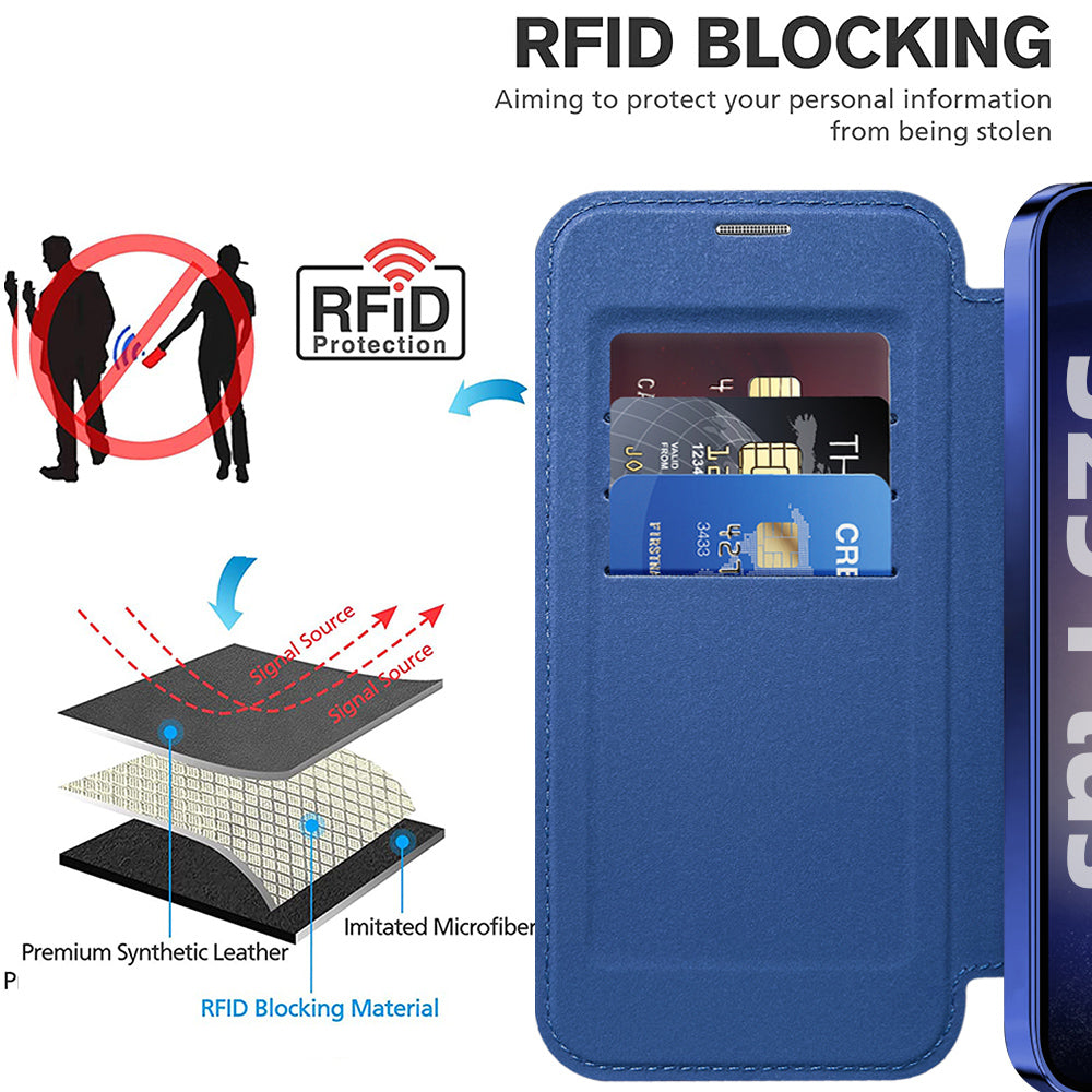 Custodia MagSafe per Samsung Galaxy S25 S931, Techsuit, SmartMag Book, Blu