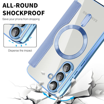 Custodia MagSafe per Samsung Galaxy S25 S931, Techsuit, SmartMag Book, Blu