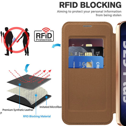 Custodia MagSafe per Samsung Galaxy S25 S931, Techsuit, SmartMag Book, Marrone