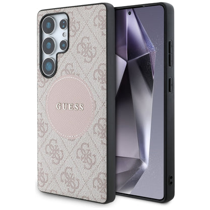 Custodia MagSafe per Samsung Galaxy S25 Ultra S938, Guess, 4G Circle Classic Logo, Rosa