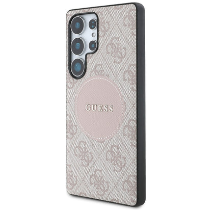 Custodia MagSafe per Samsung Galaxy S25 Ultra S938, Guess, 4G Circle Classic Logo, Rosa