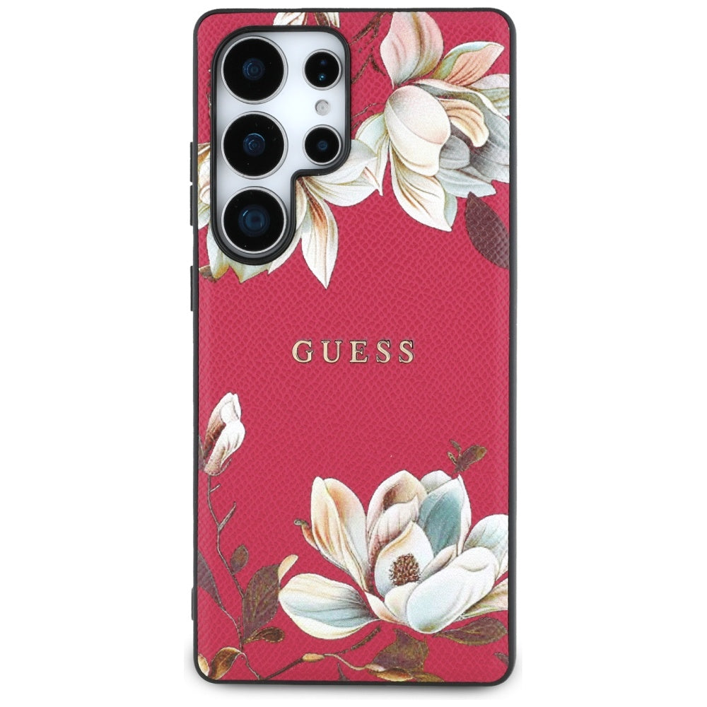 Custodia MagSafe per Samsung Galaxy S25 Ultra S938, Guess, Grained Flowers, Fucsia
