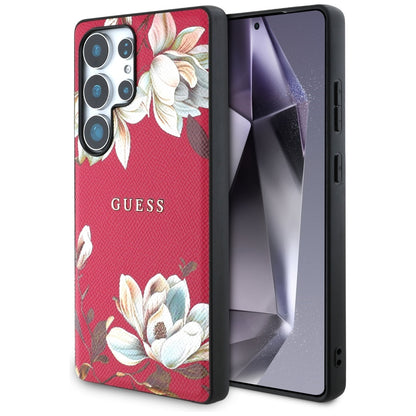 Custodia MagSafe per Samsung Galaxy S25 Ultra S938, Guess, Grained Flowers, Fucsia