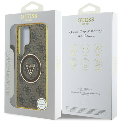 Custodia MagSafe per Samsung Galaxy S25 Ultra S938, Guess, IML Glitter 4G Circle Triangle, Marrone