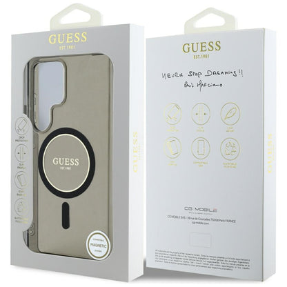 Custodia MagSafe per Samsung Galaxy S25 Ultra S938, Guess, IML Glitter Circle, Nera