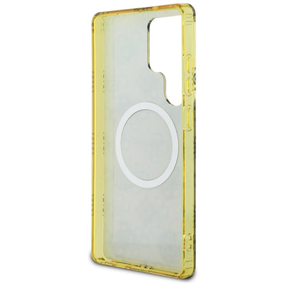 Custodia MagSafe per Samsung Galaxy S25 Ultra S938, Guess, IML Peony su sfondo 4G, Marrone