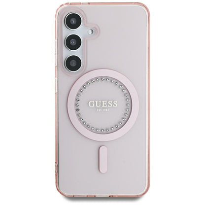 Custodia MagSafe per Samsung Galaxy S25 S931, Guess, IML Rhinestone, Rosa
