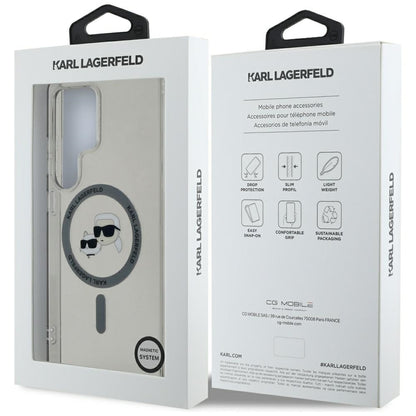 MagSafe Case for Samsung Galaxy S25 Ultra S938, Karl Lagerfeld, IML Metal Karl & Choupette's Heads, Black
