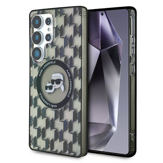 Custodia MagSafe per Samsung Galaxy S25 Ultra S938, Karl Lagerfeld, IML Monogram Karl & Choupette's Heads, Nera