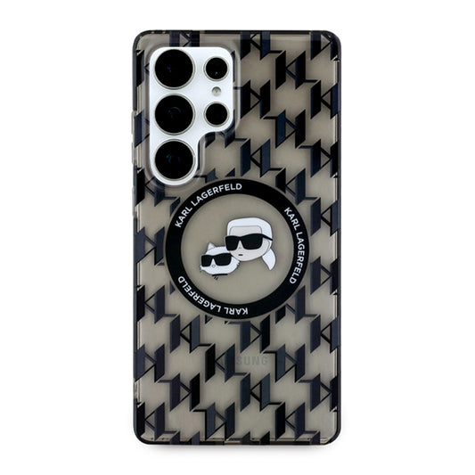 Custodia MagSafe per Samsung Galaxy S25 Ultra S938, Karl Lagerfeld, IML Monogram Karl & Choupette's Heads, Nera