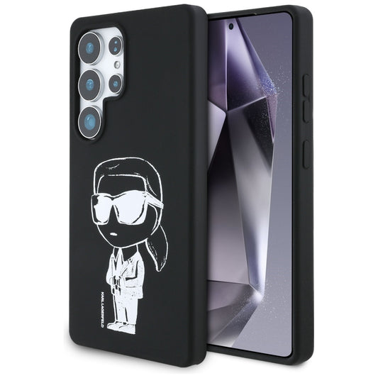 Custodia MagSafe per Samsung Galaxy S25 Ultra S938, Karl Lagerfeld, Silicone Graffiti, Nera