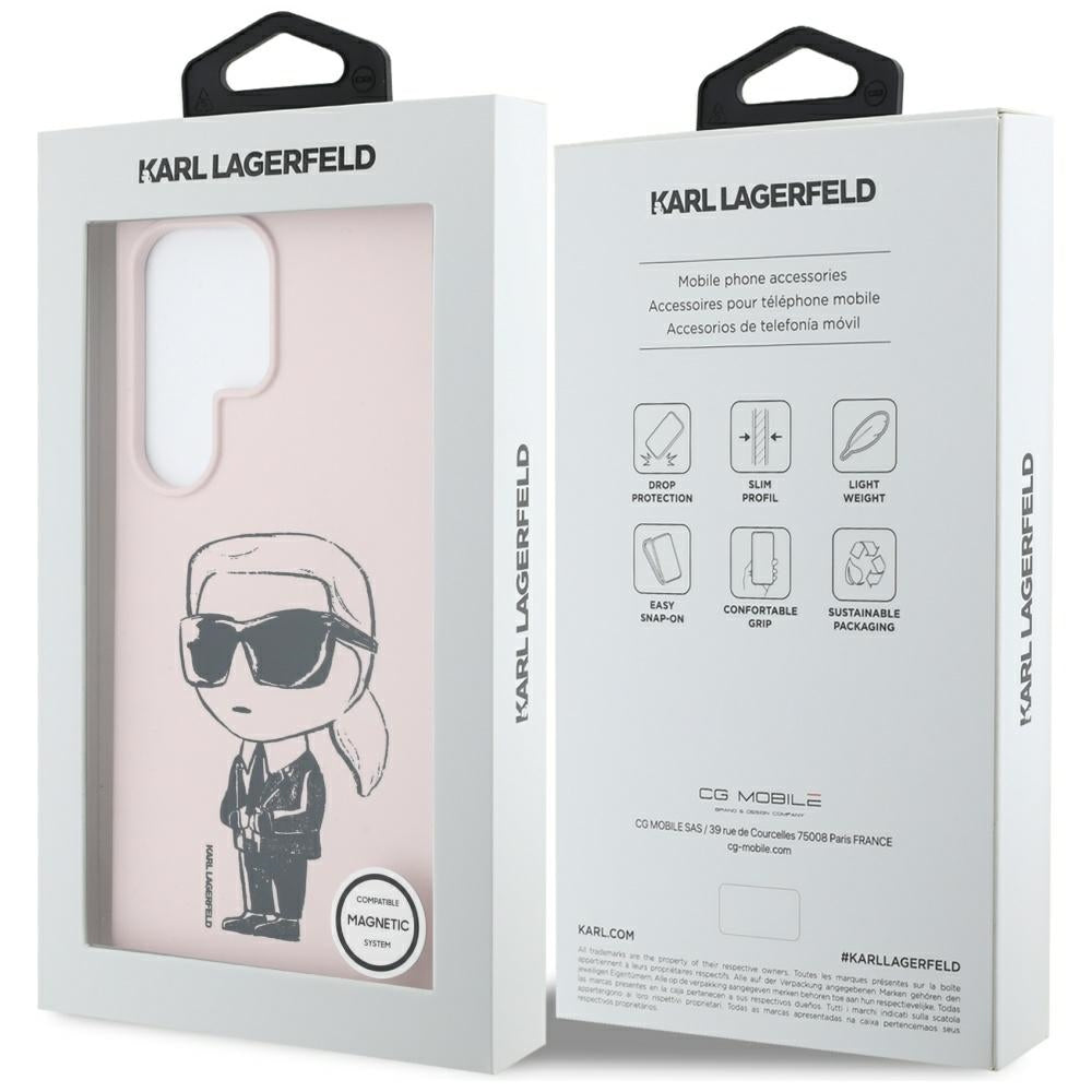 Custodia MagSafe per Samsung Galaxy S25 Ultra S938, Karl Lagerfeld, Silicone Graffiti, Rosa