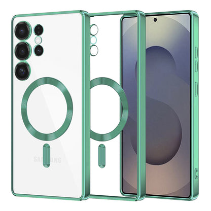 Custodia MagSafe per Samsung Galaxy S25 Ultra S938, Techsuit, Luxury Crystal, Verde Chiaro