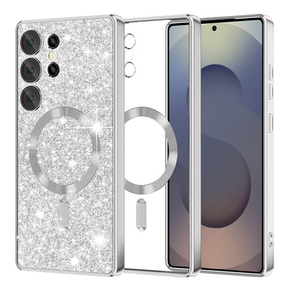 Custodia MagSafe per Samsung Galaxy S25 Ultra S938, Techsuit, Luxury Glitter, Argento