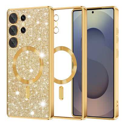 Custodia MagSafe per Samsung Galaxy S25 Ultra S938, Techsuit, Luxury Glitter, Dorata
