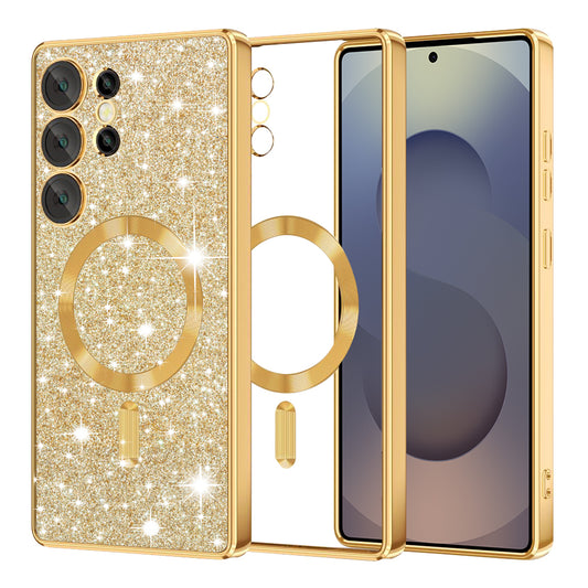 Custodia MagSafe per Samsung Galaxy S25 Ultra S938, Techsuit, Luxury Glitter, Dorata