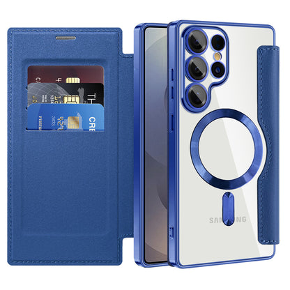 Custodia MagSafe per Samsung Galaxy S25 Ultra S938, Techsuit, SmartMag Book, Blu