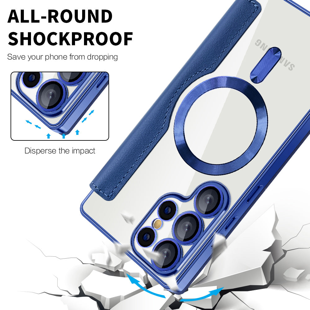 Custodia MagSafe per Samsung Galaxy S25 Ultra S938, Techsuit, SmartMag Book, Blu