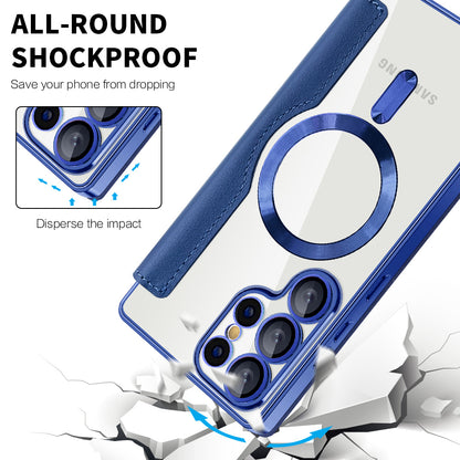 Custodia MagSafe per Samsung Galaxy S25 Ultra S938, Techsuit, SmartMag Book, Blu