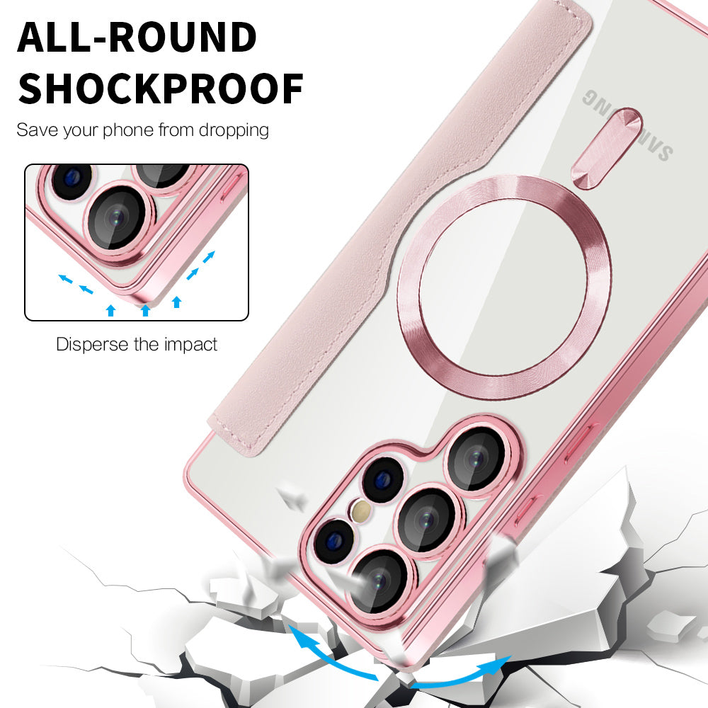 MagSafe Case for Samsung Galaxy S25 Ultra S938, Techsuit, SmartMag Book, Pink