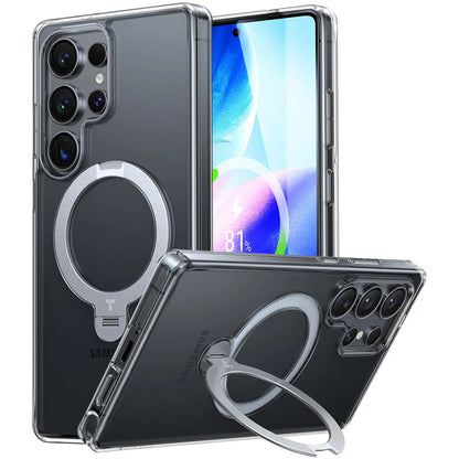 Custodia MagSafe per Samsung Galaxy S25 Ultra S938, Torras, Ostand Spin, Trasparente
