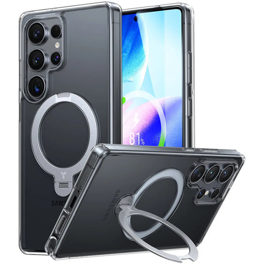 Custodia MagSafe per Samsung Galaxy S25 Ultra S938, Torras, Ostand Spin, Trasparente