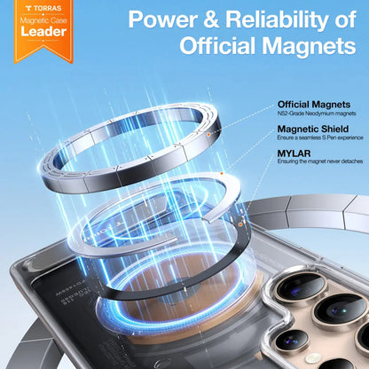 Custodia MagSafe per Samsung Galaxy S25 Ultra S938, Torras, Pstand, Trasparente